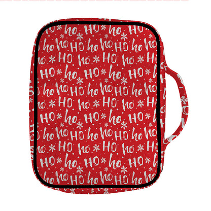 Christmas Santa Laugh Pattern Print Front Pocket Bible Bag