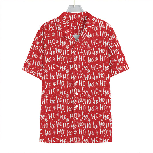 Christmas Santa Laugh Pattern Print Hawaiian Shirt