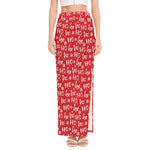 Christmas Santa Laugh Pattern Print High Slit Maxi Skirt