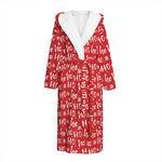 Christmas Santa Laugh Pattern Print Hooded Bathrobe