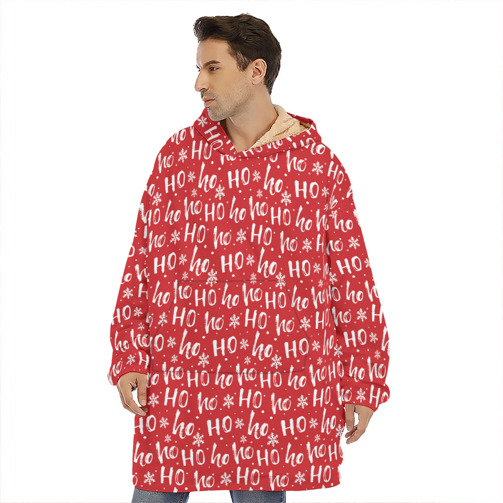 Christmas Santa Laugh Pattern Print Hoodie Blanket