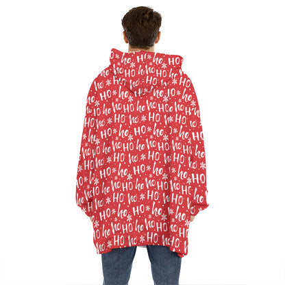 Christmas Santa Laugh Pattern Print Hoodie Blanket