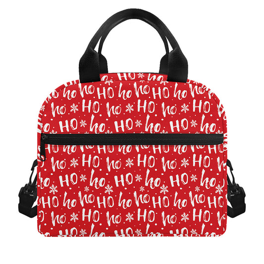 Christmas Santa Laugh Pattern Print Insulated Lunch Bag