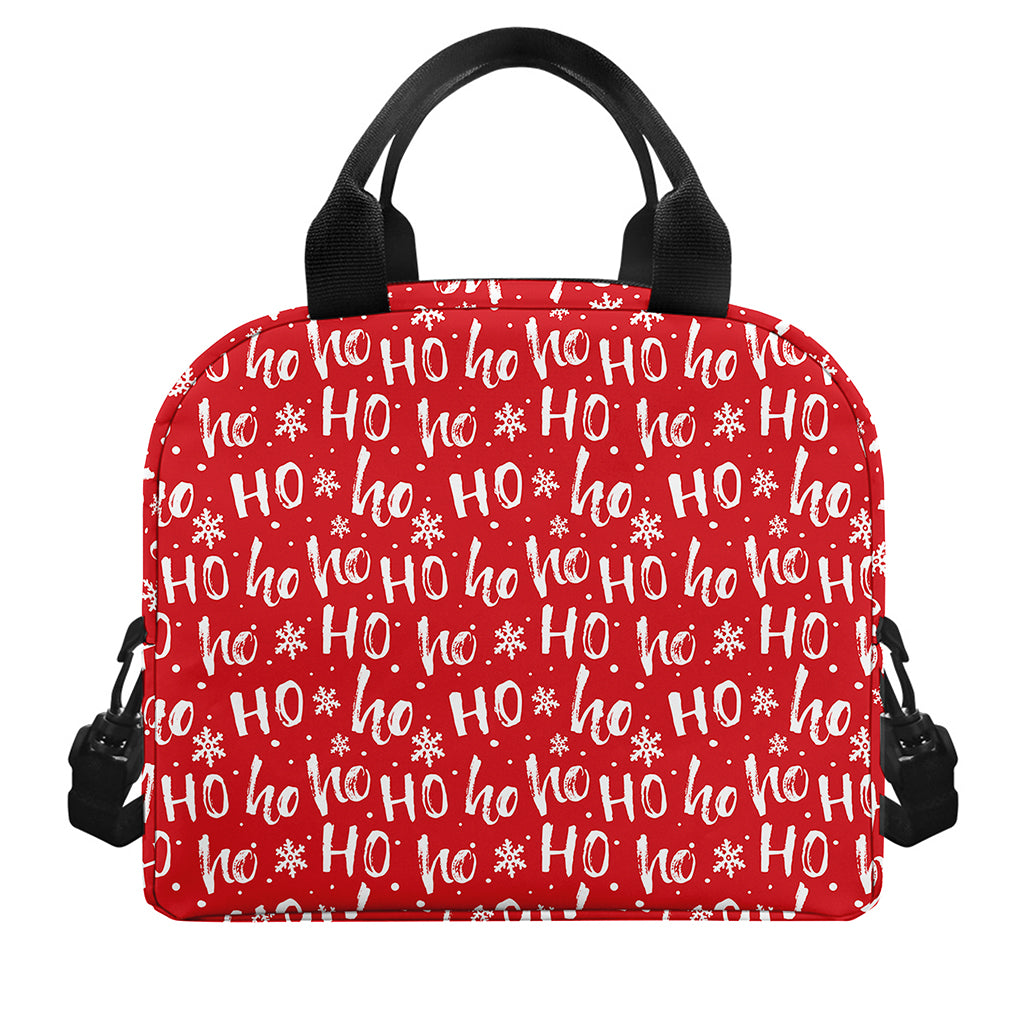 Christmas Santa Laugh Pattern Print Insulated Lunch Bag