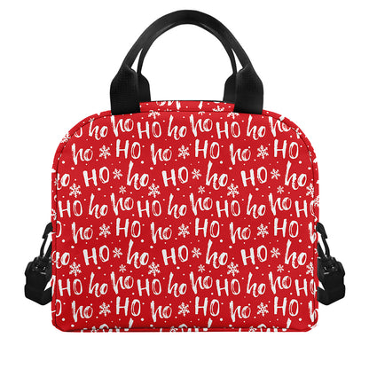 Christmas Santa Laugh Pattern Print Insulated Lunch Bag