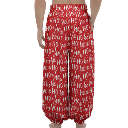 Christmas Santa Laugh Pattern Print Lantern Pants