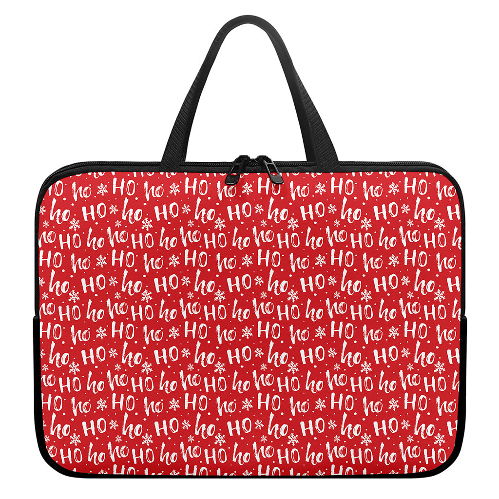 Christmas Santa Laugh Pattern Print Laptop Sleeve With Handle