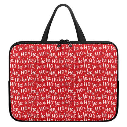Christmas Santa Laugh Pattern Print Laptop Sleeve With Handle