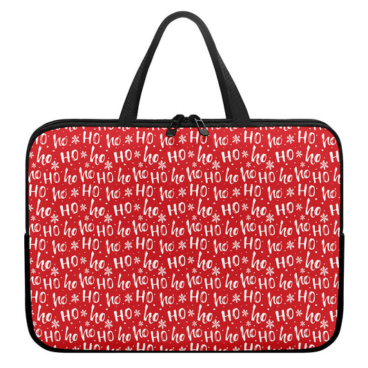 Christmas Santa Laugh Pattern Print Laptop Sleeve With Handle