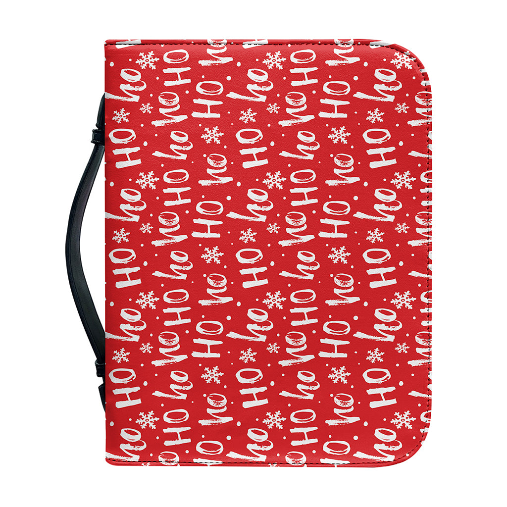 Christmas Santa Laugh Pattern Print Leather Bible Cover