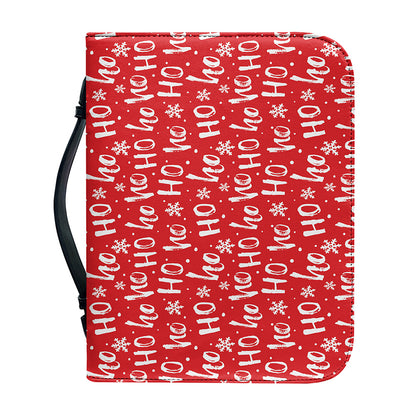 Christmas Santa Laugh Pattern Print Leather Bible Cover