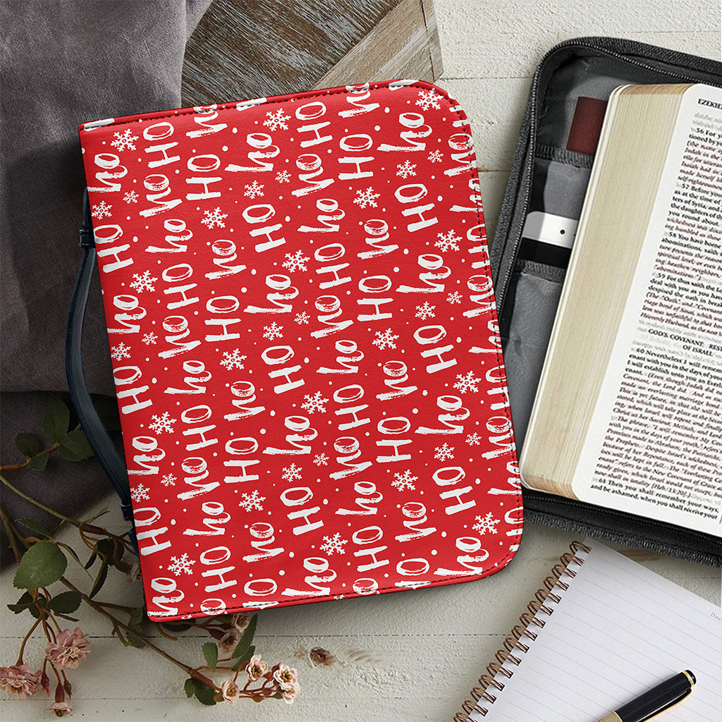 Christmas Santa Laugh Pattern Print Leather Bible Cover