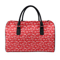 Christmas Santa Laugh Pattern Print Leather Duffel Bag