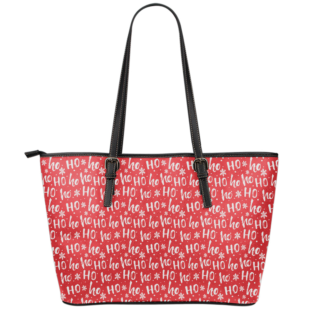 Christmas Santa Laugh Pattern Print Leather Tote Bag