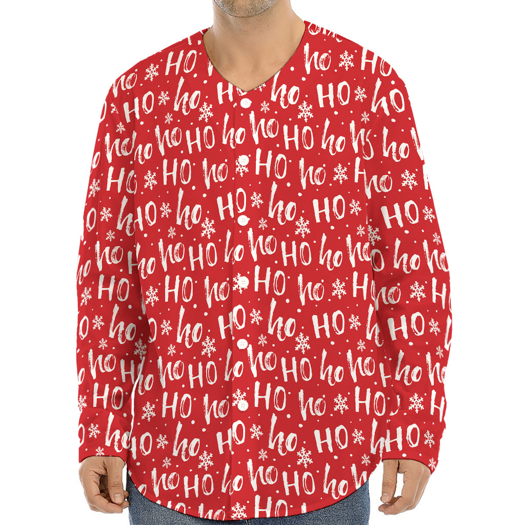 Christmas Santa Laugh Pattern Print Long Sleeve Baseball Jersey