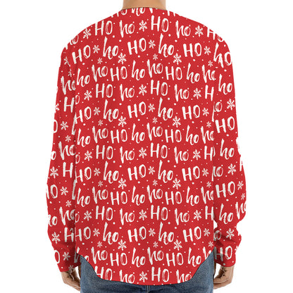 Christmas Santa Laugh Pattern Print Long Sleeve Baseball Jersey