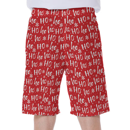 Christmas Santa Laugh Pattern Print Men's Beach Shorts
