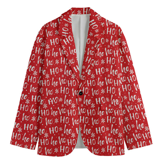 Christmas Santa Laugh Pattern Print Men's Blazer