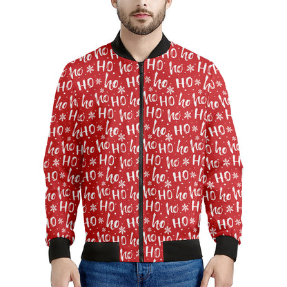 Christmas Santa Laugh Pattern Print Men's Bomber Jacket