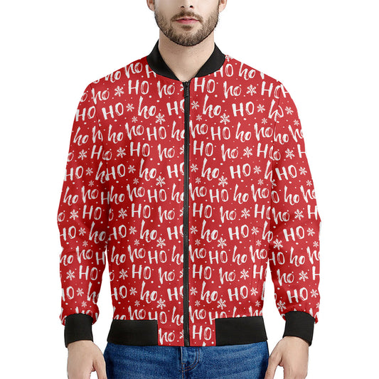 Christmas Santa Laugh Pattern Print Men's Bomber Jacket