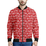 Christmas Santa Laugh Pattern Print Men's Bomber Jacket