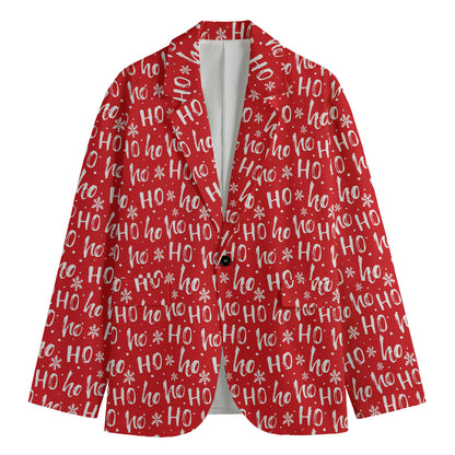 Christmas Santa Laugh Pattern Print Men's Cotton Blazer
