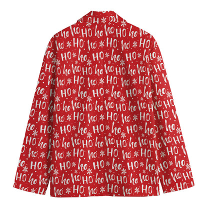 Christmas Santa Laugh Pattern Print Men's Cotton Blazer