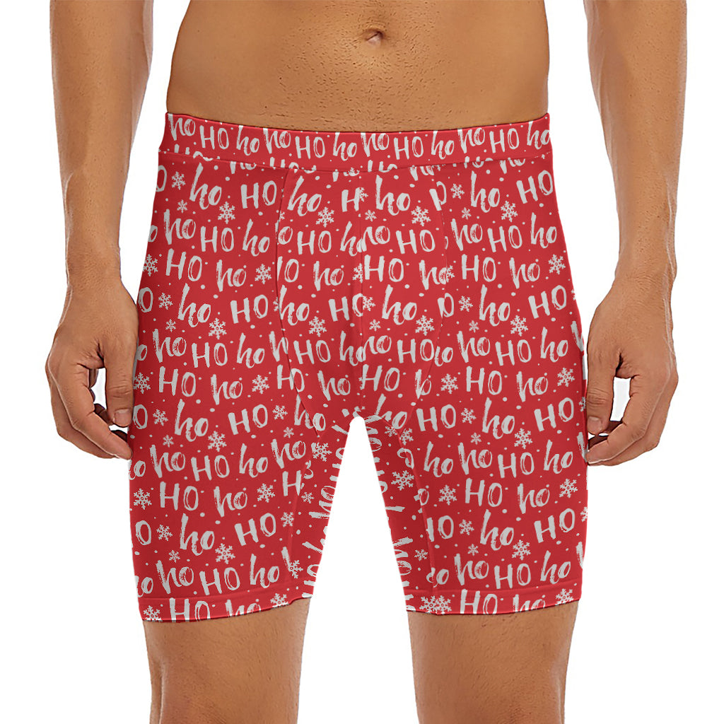 Christmas Santa Laugh Pattern Print Men's Long Boxer Briefs