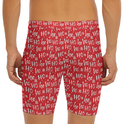Christmas Santa Laugh Pattern Print Men's Long Boxer Briefs