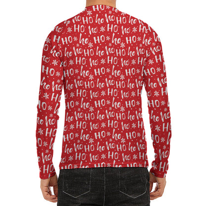 Christmas Santa Laugh Pattern Print Men's Long Sleeve Rash Guard