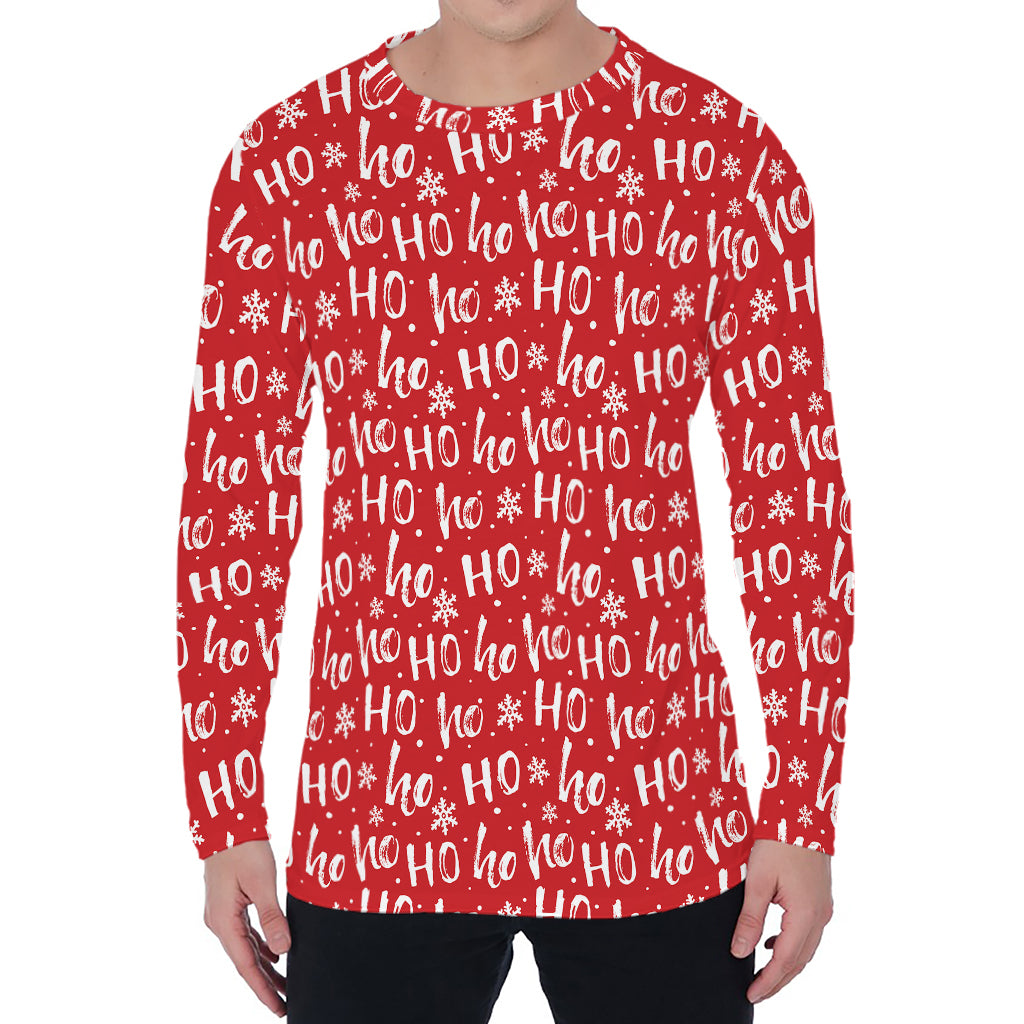 Christmas Santa Laugh Pattern Print Men's Long Sleeve T-Shirt