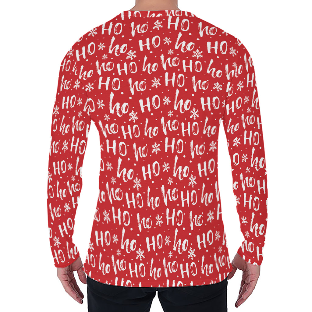 Christmas Santa Laugh Pattern Print Men's Long Sleeve T-Shirt