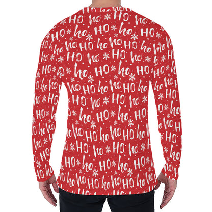 Christmas Santa Laugh Pattern Print Men's Long Sleeve T-Shirt