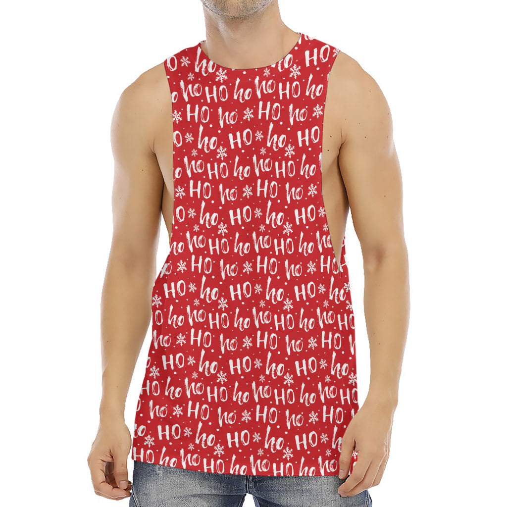Christmas Santa Laugh Pattern Print Men's Muscle Tank Top