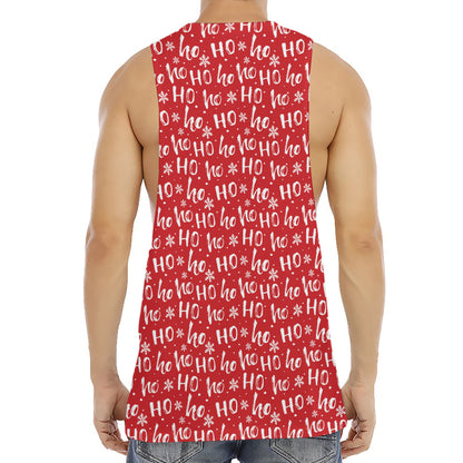 Christmas Santa Laugh Pattern Print Men's Muscle Tank Top