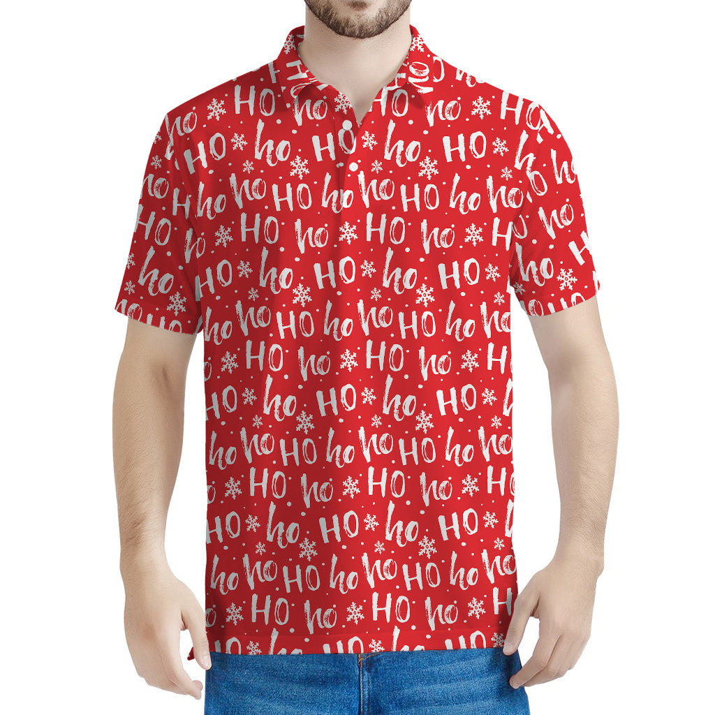 Christmas Santa Laugh Pattern Print Men's Polo Shirt