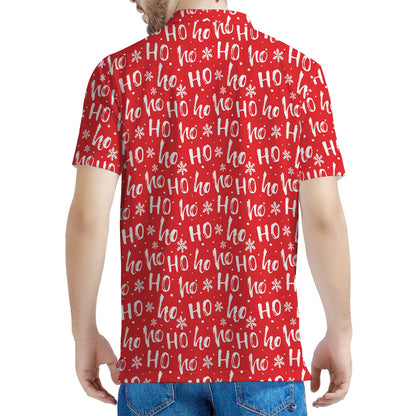 Christmas Santa Laugh Pattern Print Men's Polo Shirt