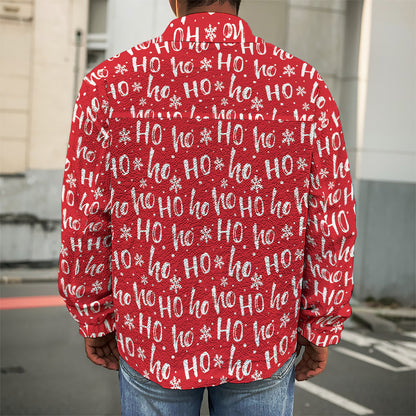 Christmas Santa Laugh Pattern Print Men's Shirt Jacket