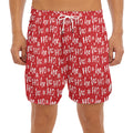 Christmas Santa Laugh Pattern Print Men's Split Running Shorts