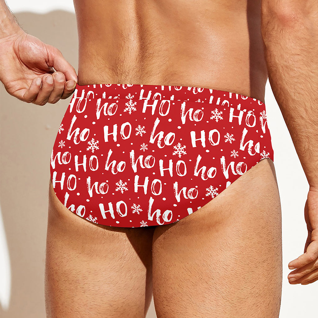 Christmas Santa Laugh Pattern Print Men's Swim Briefs