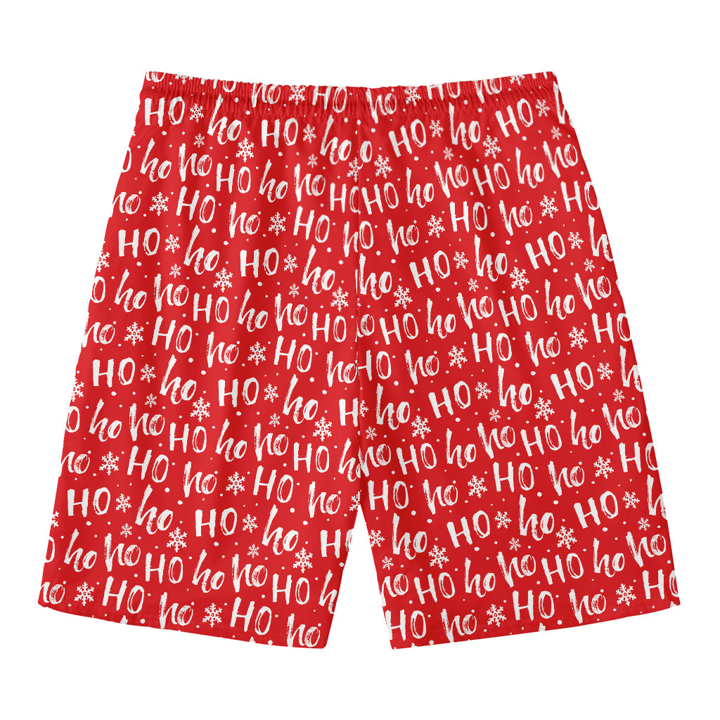 Christmas Santa Laugh Pattern Print Men's Swim Trunks