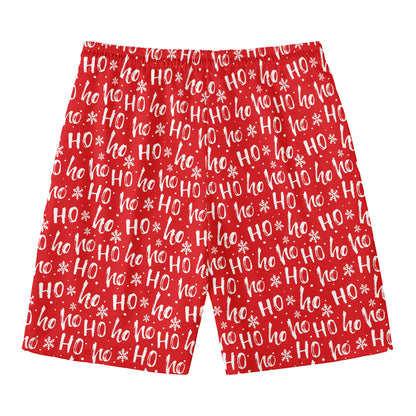 Christmas Santa Laugh Pattern Print Men's Swim Trunks