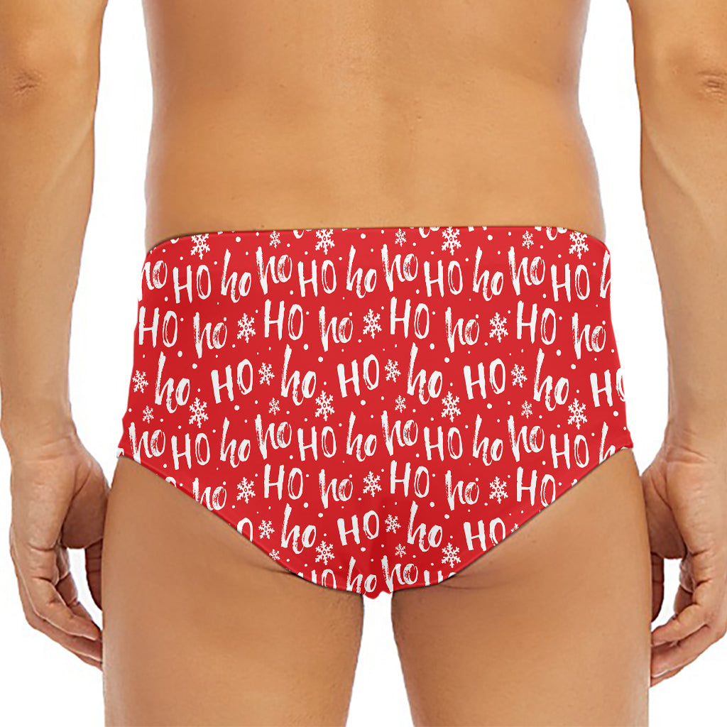 Christmas Santa Laugh Pattern Print Men's Triangle Swim Briefs