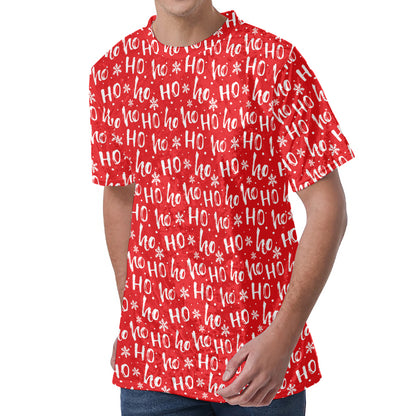 Christmas Santa Laugh Pattern Print Men's Velvet T-Shirt