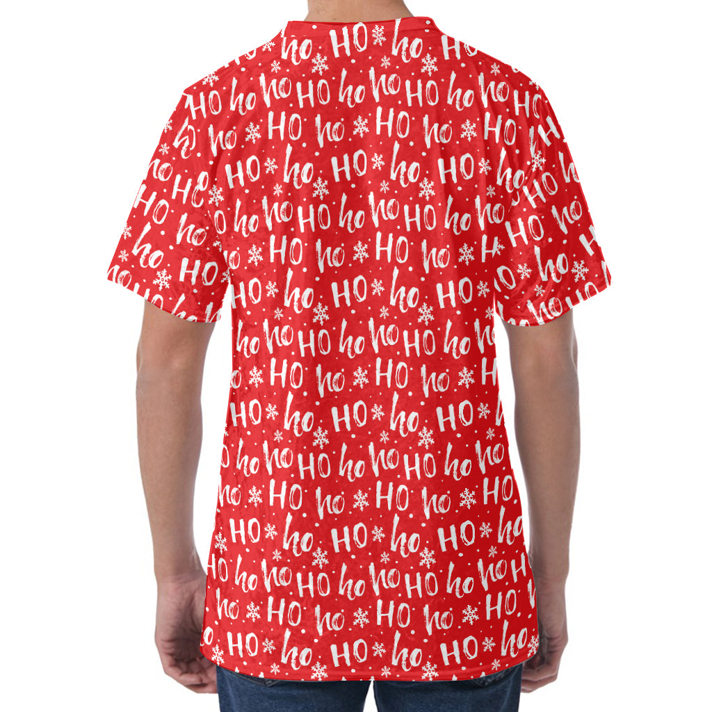 Christmas Santa Laugh Pattern Print Men's Velvet T-Shirt