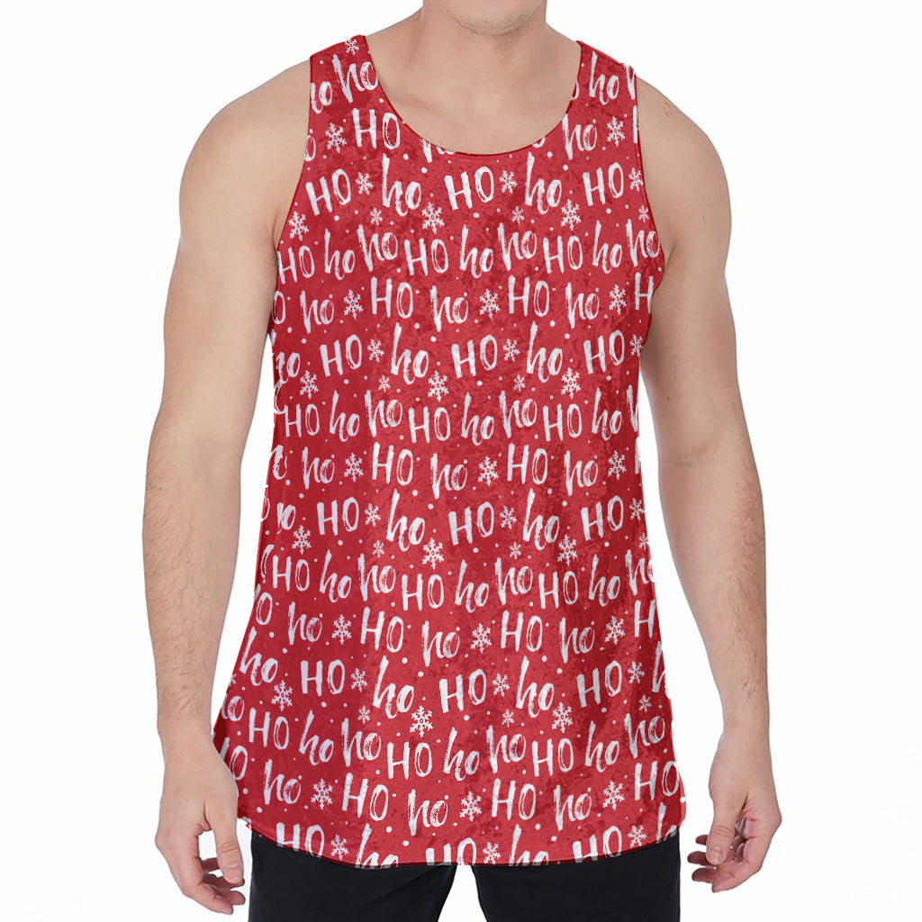 Christmas Santa Laugh Pattern Print Men's Velvet Tank Top