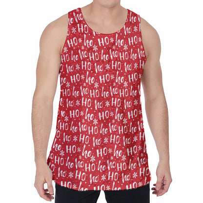 Christmas Santa Laugh Pattern Print Men's Velvet Tank Top