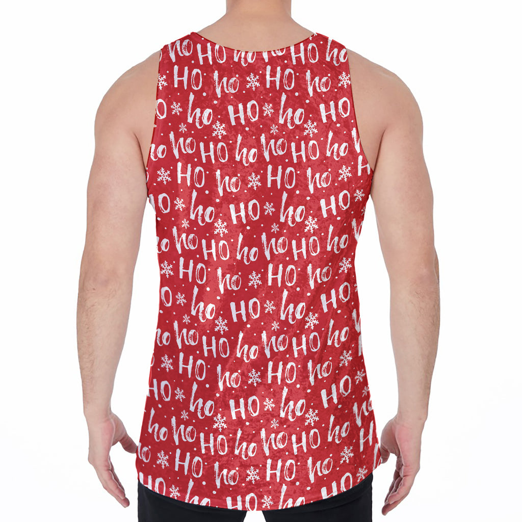 Christmas Santa Laugh Pattern Print Men's Velvet Tank Top