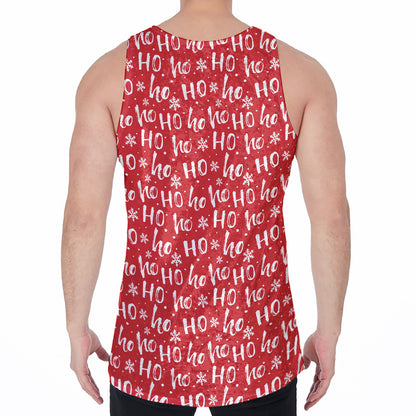 Christmas Santa Laugh Pattern Print Men's Velvet Tank Top