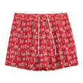 Christmas Santa Laugh Pattern Print Mesh Shorts